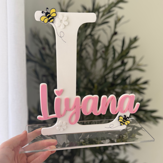 Bee & Daisy Initial Name Stand