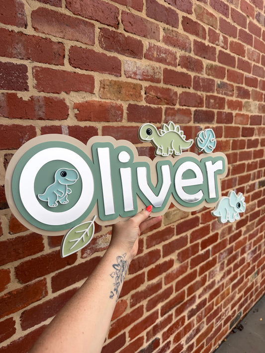 Dino Triple Layer Acrylic Name Sign