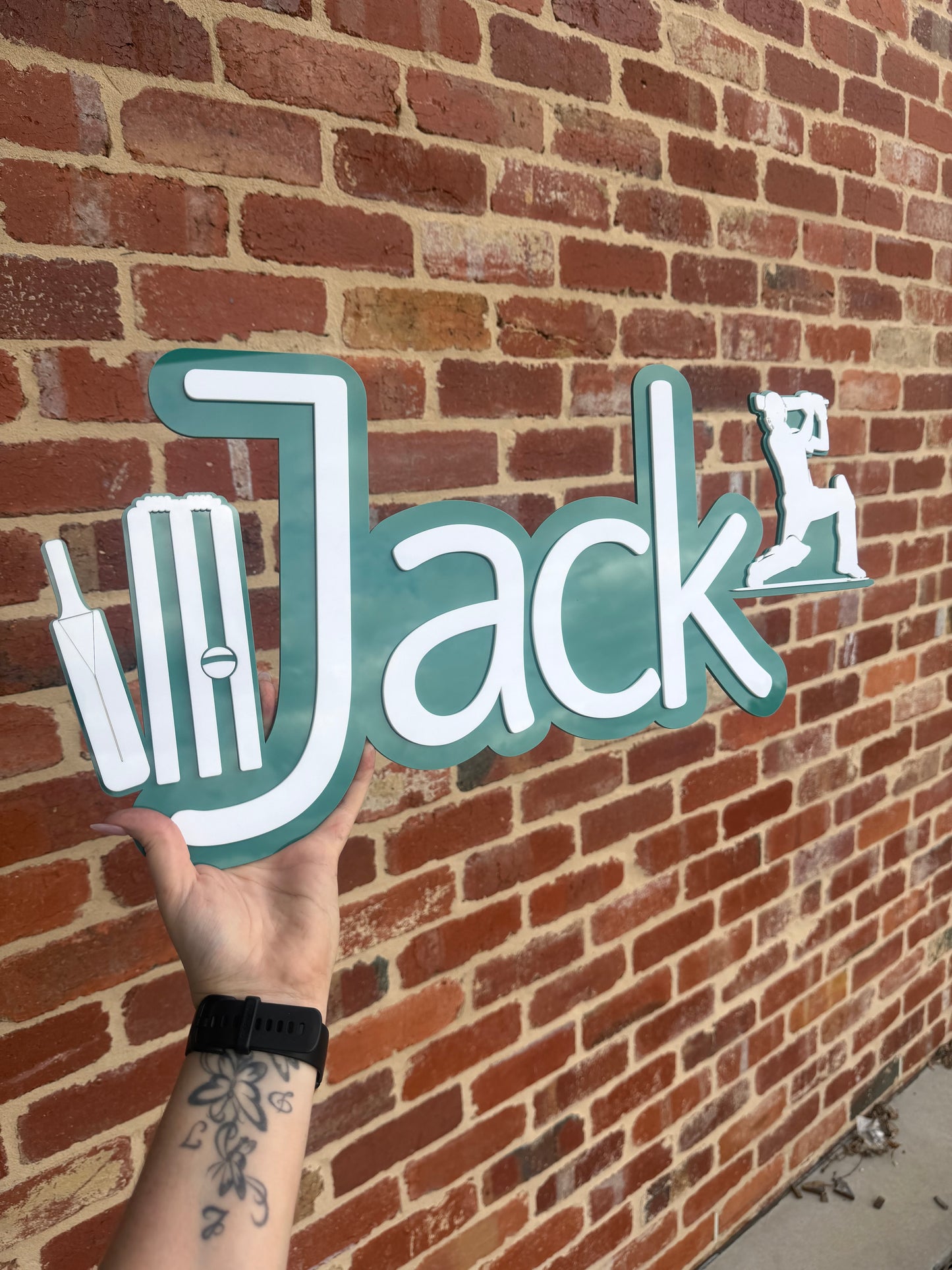 Double Layer Acrylic Name Sign Cricket