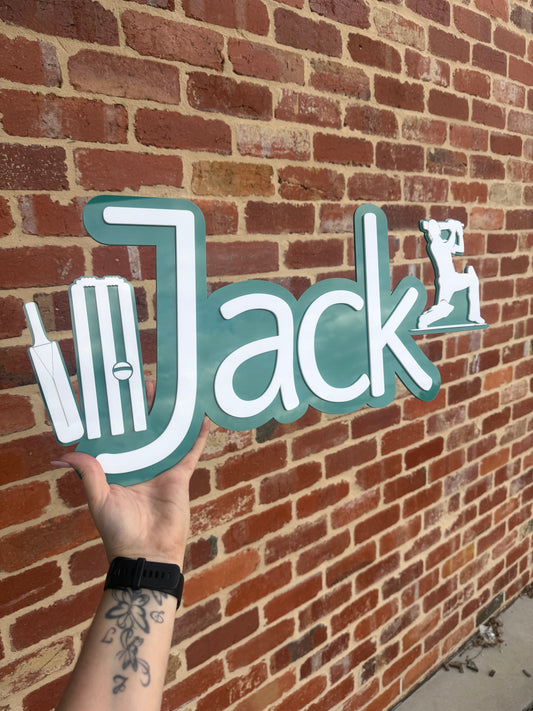 Double Layer Acrylic Name Sign Cricket