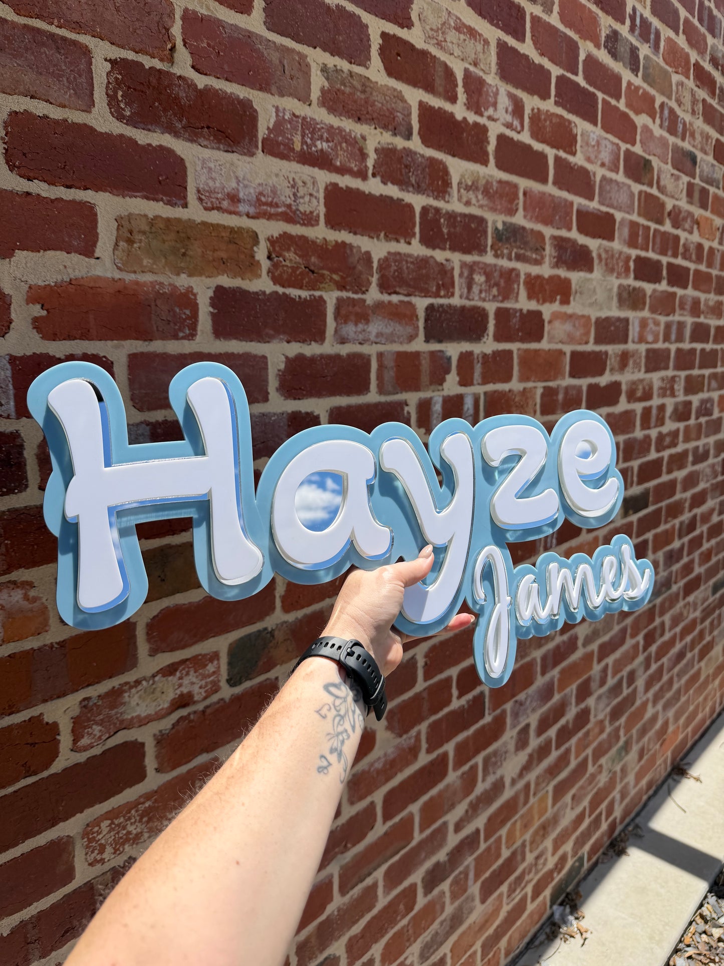 2 name Triple Layer Acrylic Name Sign