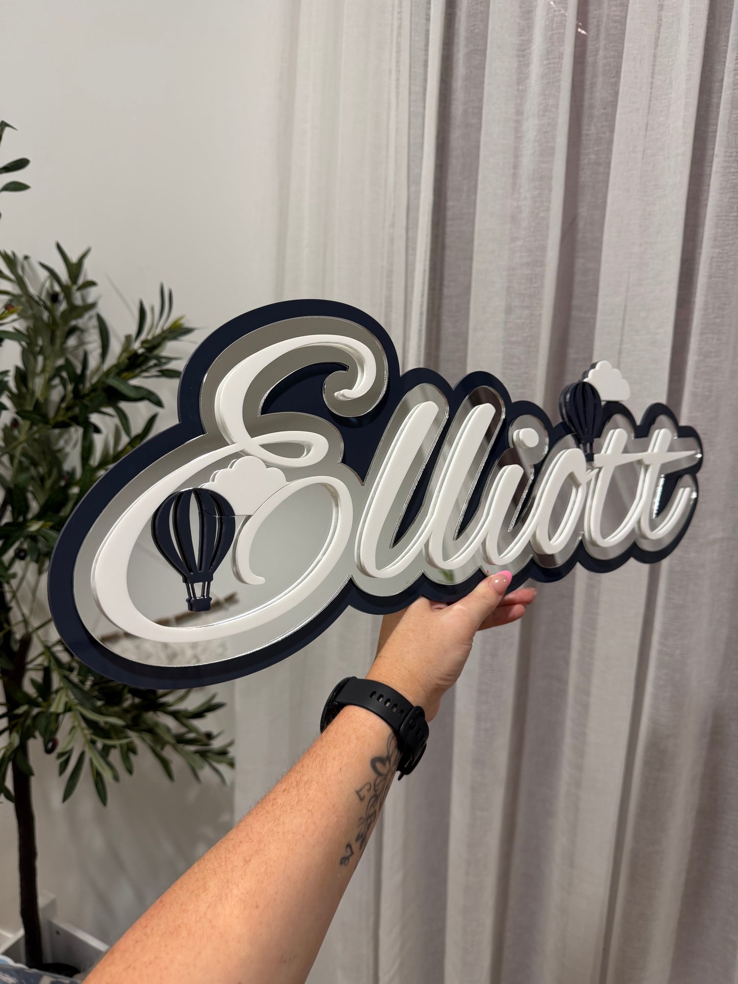 Hot Air Balloon Triple Layer Acrylic Name Sign