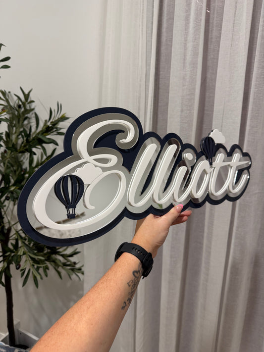 Hot Air Balloon Triple Layer Acrylic Name Sign