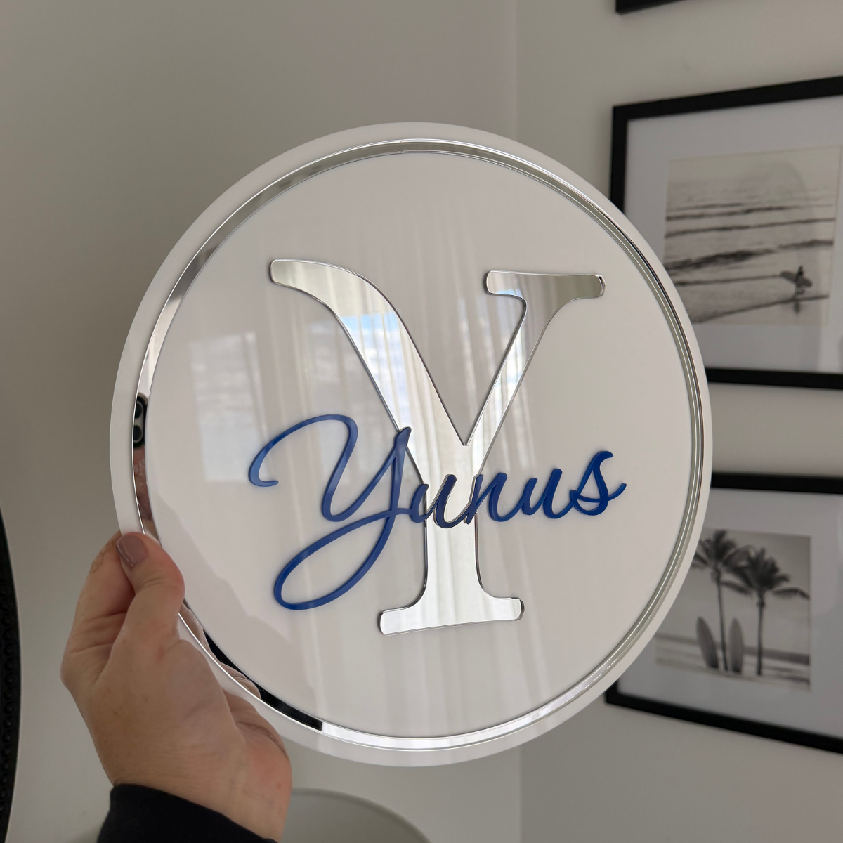 Round initial Acrylic Name Sign
