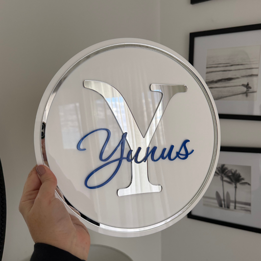Round initial Acrylic Name Sign